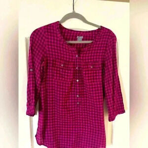 Aerie Brand Pink and Black Plaid Button Up SZ Small